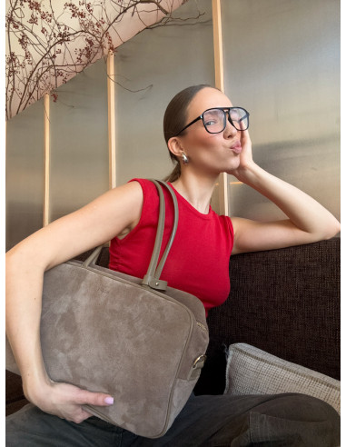 Milly Grande Taupe Bag Zamsz